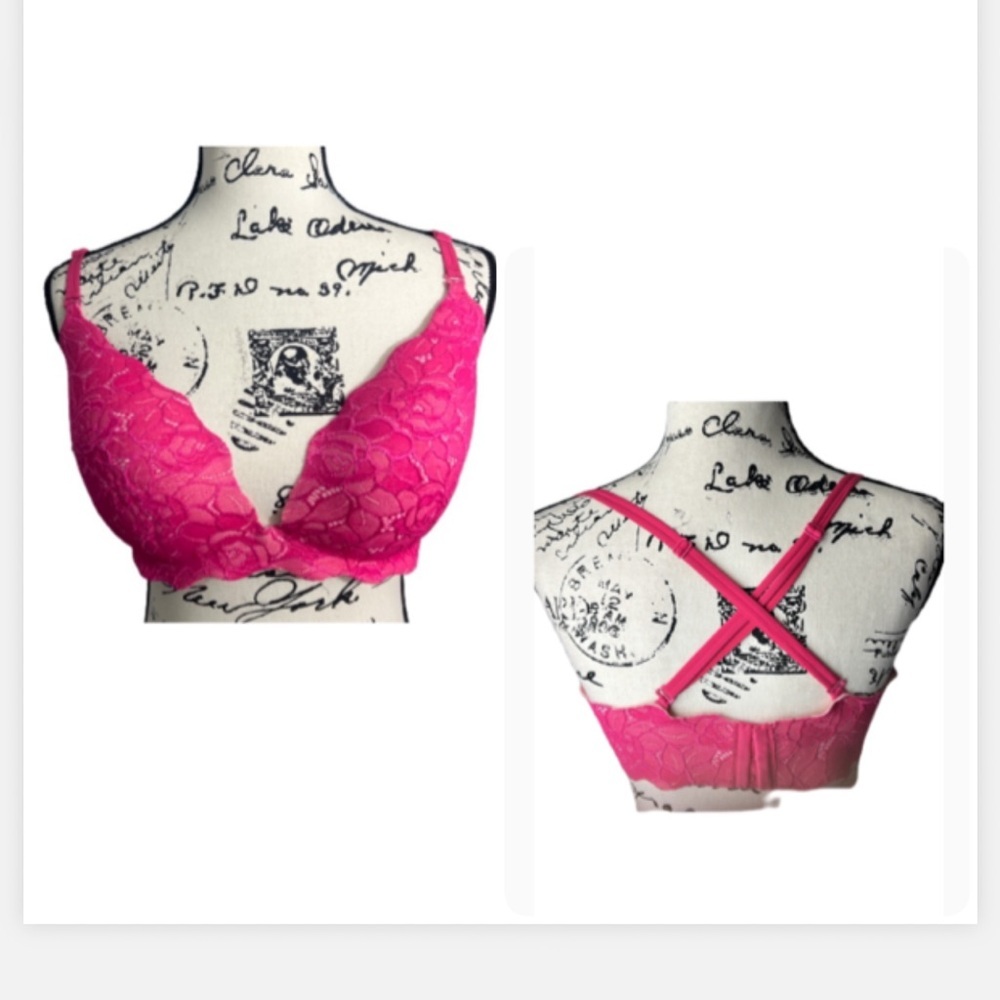 Victoria's Secret 36dd Push up Pink Lace Bra‎ Very Sexy  Secret Embrace